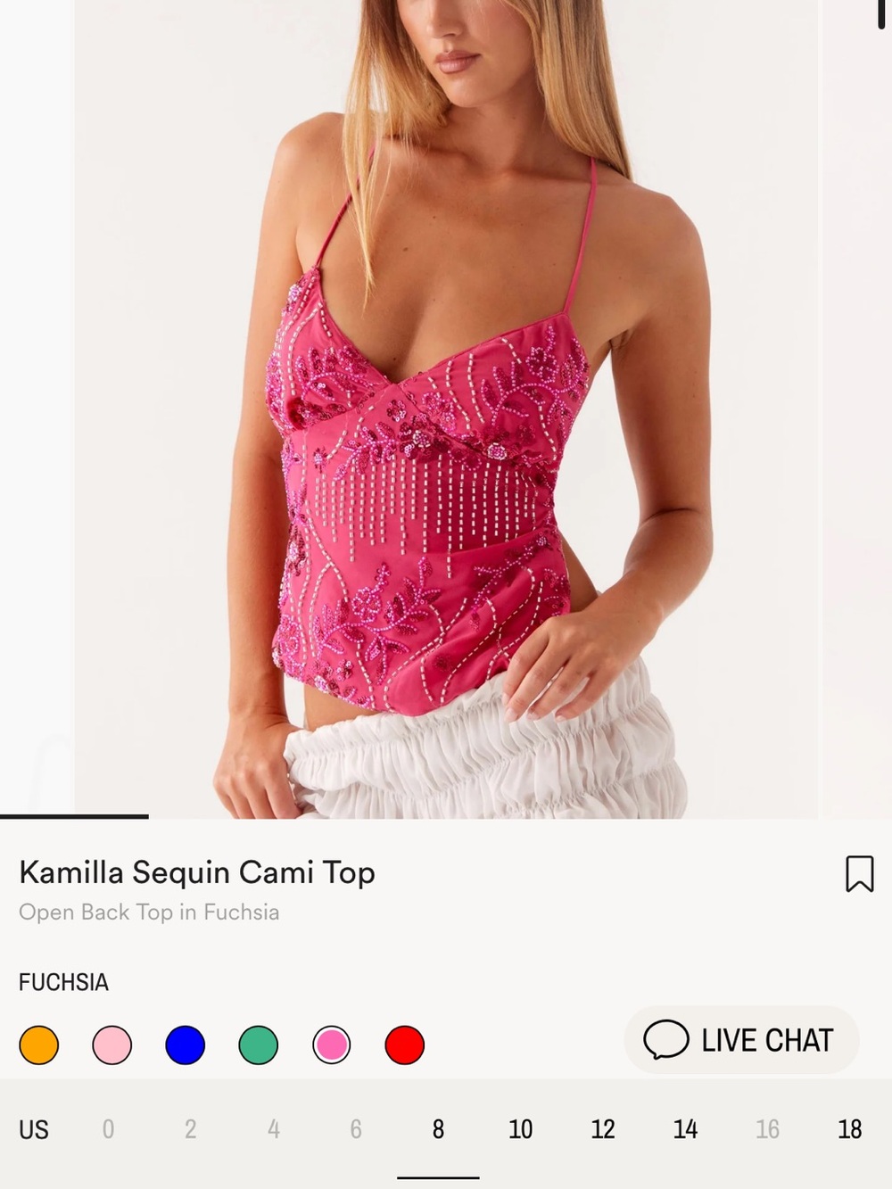 Peppermayo Kamilla Sequin Cami Top - Fuchsia Pink